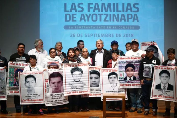 President López Obrador with the families of the 43 students who went missing in 2014 in Guerrero