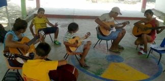 Guitar students at Zihuatanejo's school of music.