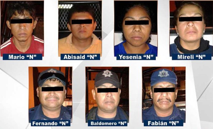 Seven of the gang members arrested Saturday in Guerrero.