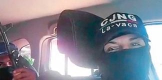 A frame from the video: CJNG or not?