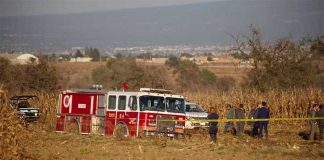 Scene of the Puebla helicopter crash.