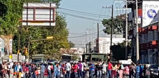 Anti-Oxxo protesters in Oaxaca.
