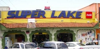 The scam began outside the Super Lake store.