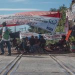Teachers' blockade in Uruapan, one of two that remain in Michoacán.