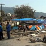 Teachers on the tracks in Uruapan.