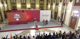 The president presented the tree-planting program at his morning press conference.