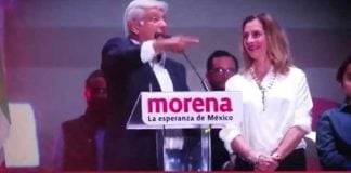 AMLO and his wife, Beatriz Gutiérrez, in a clip from the tourism video in which AMLO and the Morena party were prominently featured.