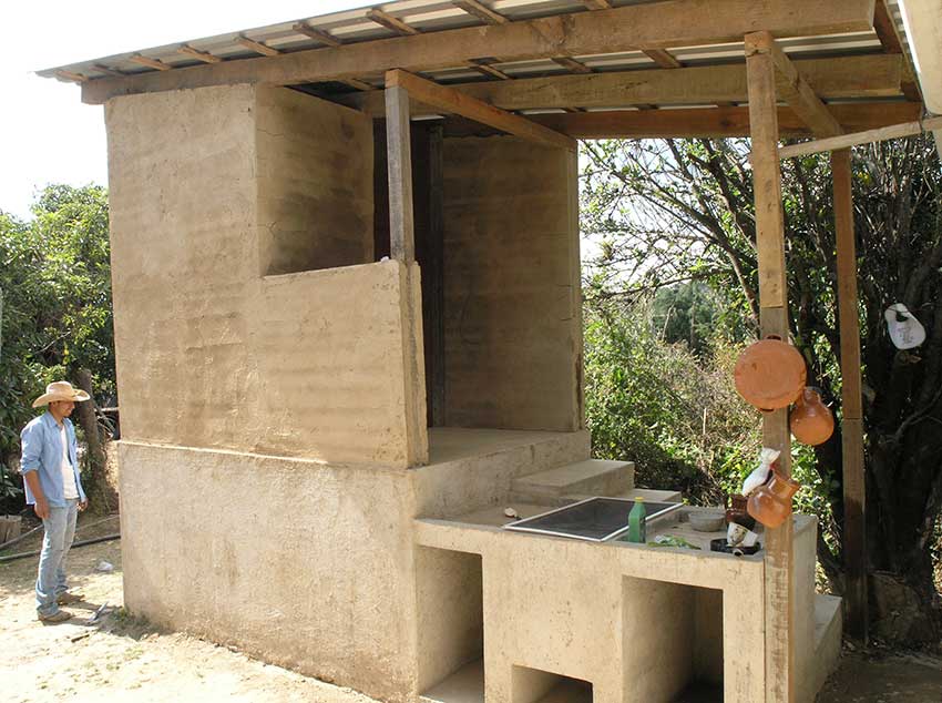 The dry bathroom of an adobe home in Hueyapan, Morelos.