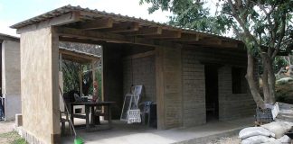 A nearly completed adobe home in Hueyapan, Morelos