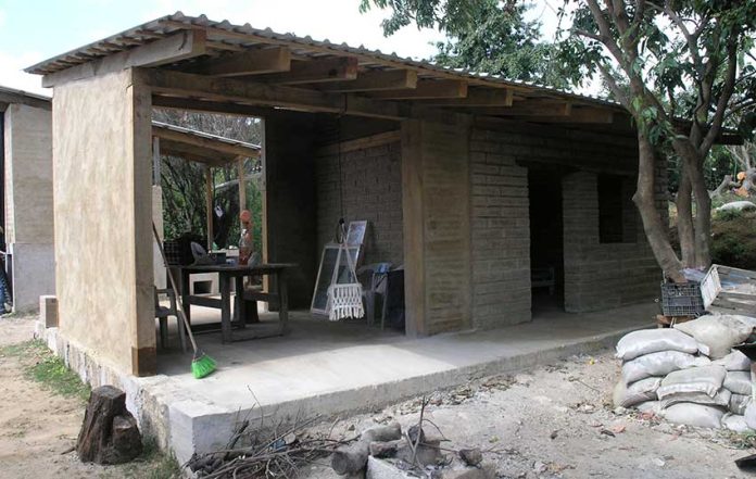 A nearly completed adobe home in Hueyapan, Morelos