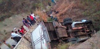 The scene of yesterday's accident in Chiapas.