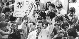 Luis Donaldo Colosio at the Tijuana rally where he was murdered on March 23, 1994.