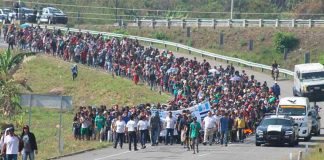 One of the migrants' caravans that is currently traveling through Mexico.