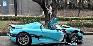 The Koenigsegg after yesterday's accident.