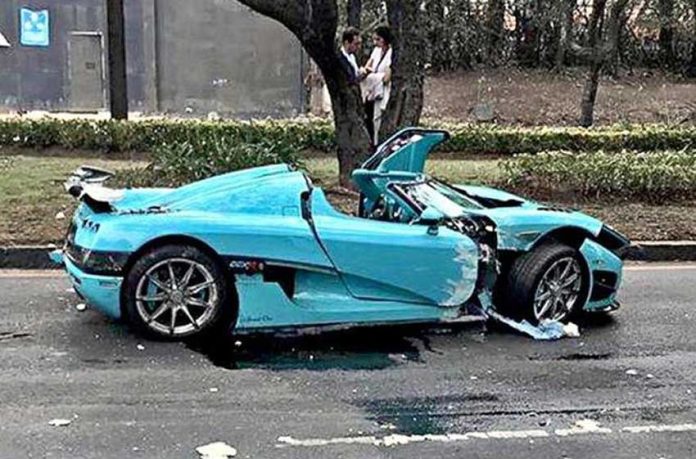 The Koenigsegg after yesterday's accident.