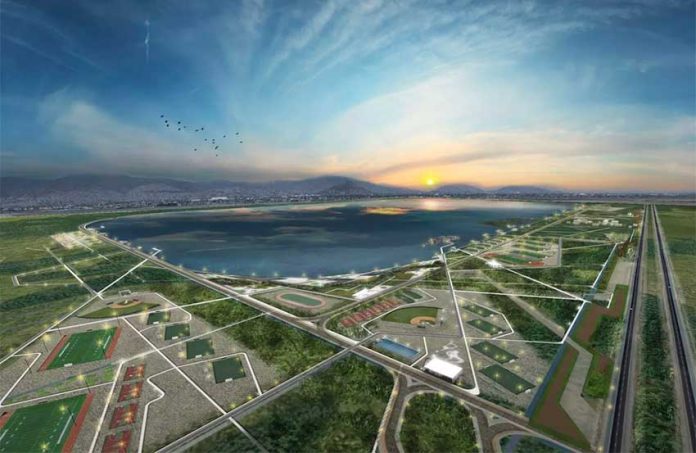 Architectural rendering of the Lake Texcoco ecological park.