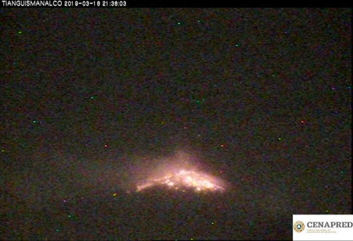 The volcano at 9:38pm Monday.