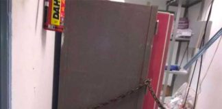 Thieves had got as far as putting a chain around the vault when police arrived.