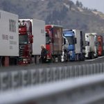 trucks wait at the border