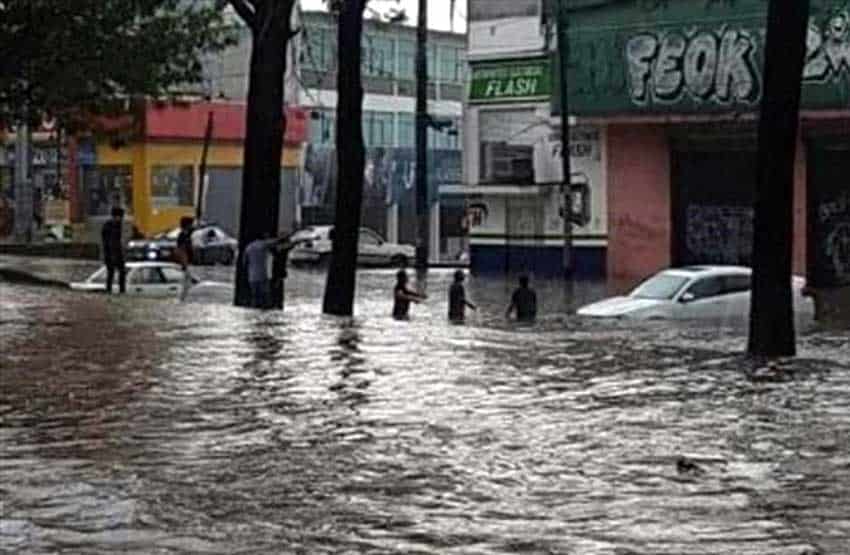 Floodwaters in Xalapa Sunday.