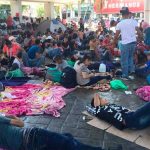 Migrants camp in the center of Tapachula.