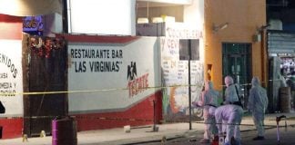 A police line in Playa del Carmen.