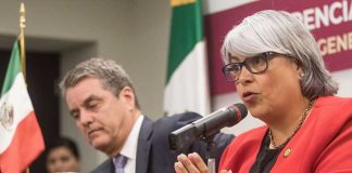 The WTO's Azevedo and Economy Secretary Márquez.