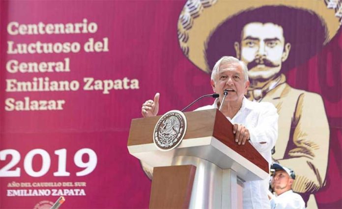 López Obrador speaks at event remembering Emiliano Zapata.