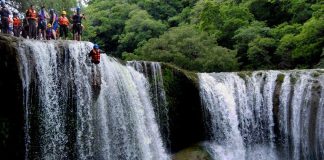 Colli Club members doing the seven cascades of Micos