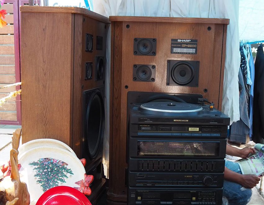 You can find a decent deal on used stereo equipment at the market.