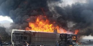 The bus in this morning's accident.