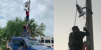 Cameras installed by the bad guys are removed in Reynosa.