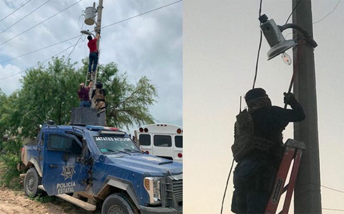 Cameras installed by the bad guys are removed in Reynosa.