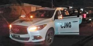 Cartel convoy in Michoacán Sunday.