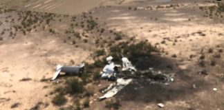 The wreckage of yesterday's plane crash in Coahuila.