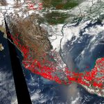 NASA satellite image indicating active wildfires in Mexico.