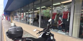 Broken windows in Mazatlán on the weekend.