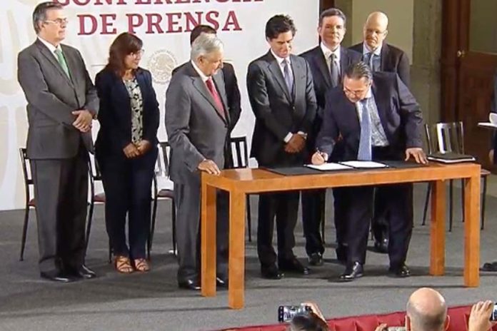 Signing ceremony is to give Pemex some financial relief.