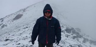 Suazo at the summit of El Popo.