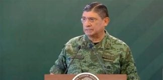 Defense Secretary Sandoval in Pachuca this morning.