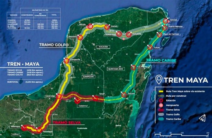Route of the Maya Train, the federal government's signature infrastructure project.