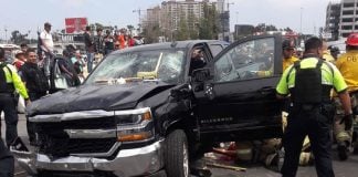 The truck that left a trail of injured bystanders and damaged vehicles in Tijuana.