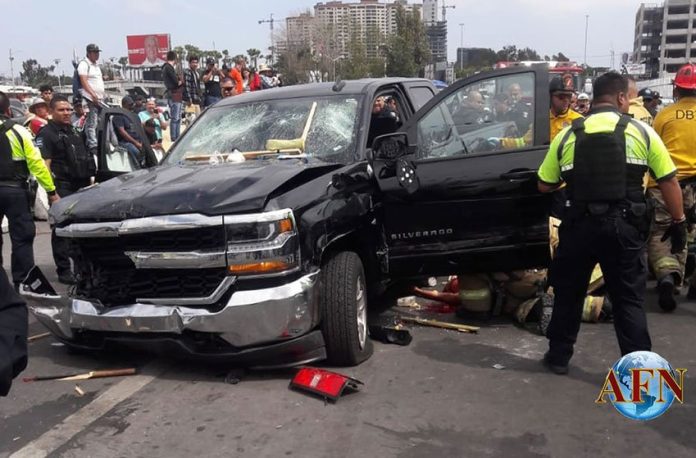 The truck that left a trail of injured bystanders and damaged vehicles in Tijuana.