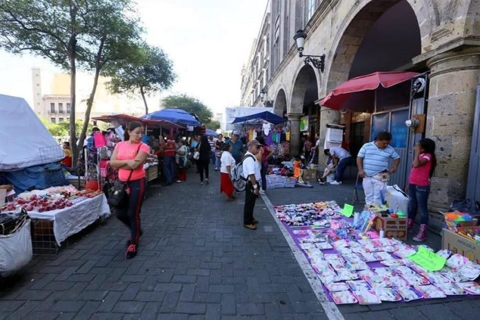 Street vendors in downtown Guadalajara.