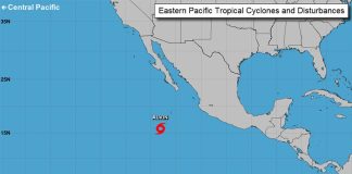 Tropical Storm Alvin is well off shore.