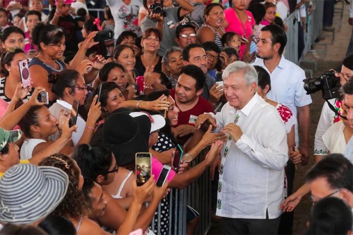 López Obrador in Playa del Carmen on Sunday.