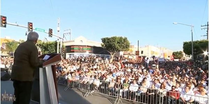 López Obrador speaks at Saturday's rally.