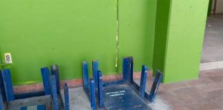 This was all that remained after thieves stole two ATMs in Ciudad Asunción.