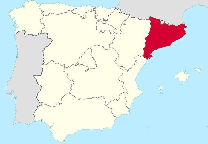 Sorry: highlighted in red is Catalonia, a piece of Spain that has apologized for the conquest.