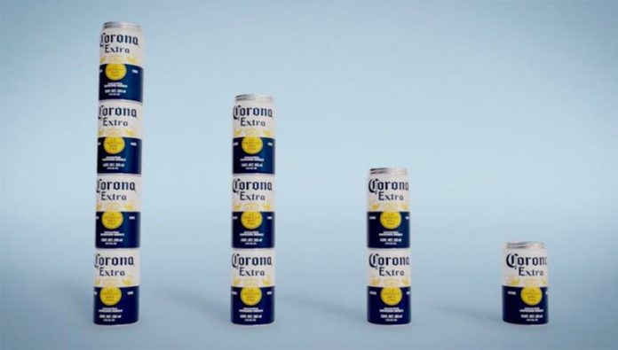 Corona's new interlocking beer cans.